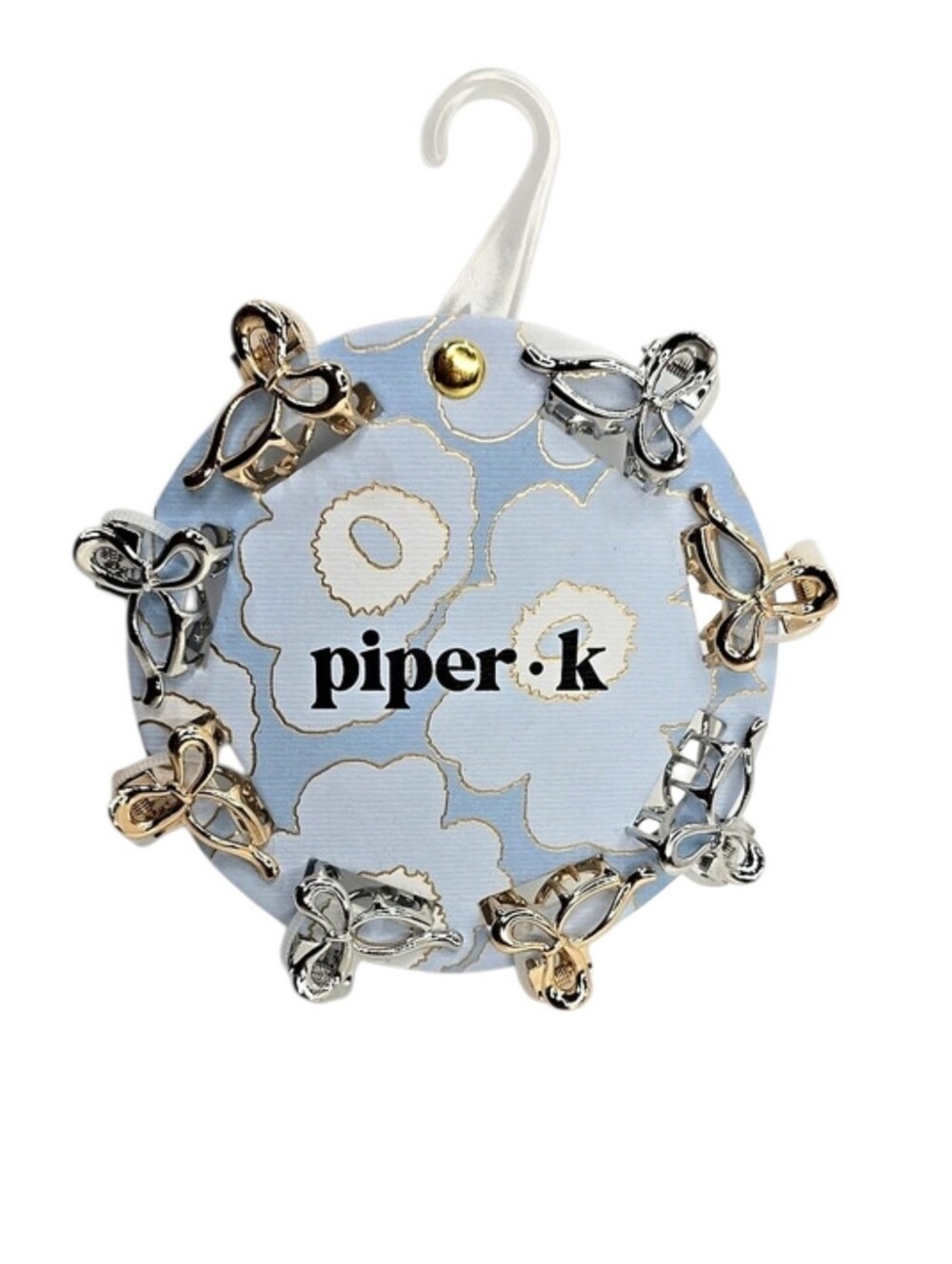 🩶▪️Piper k▪️ Bow Silver Gold Set Of 8 Mini Hair Metal Claw Clips